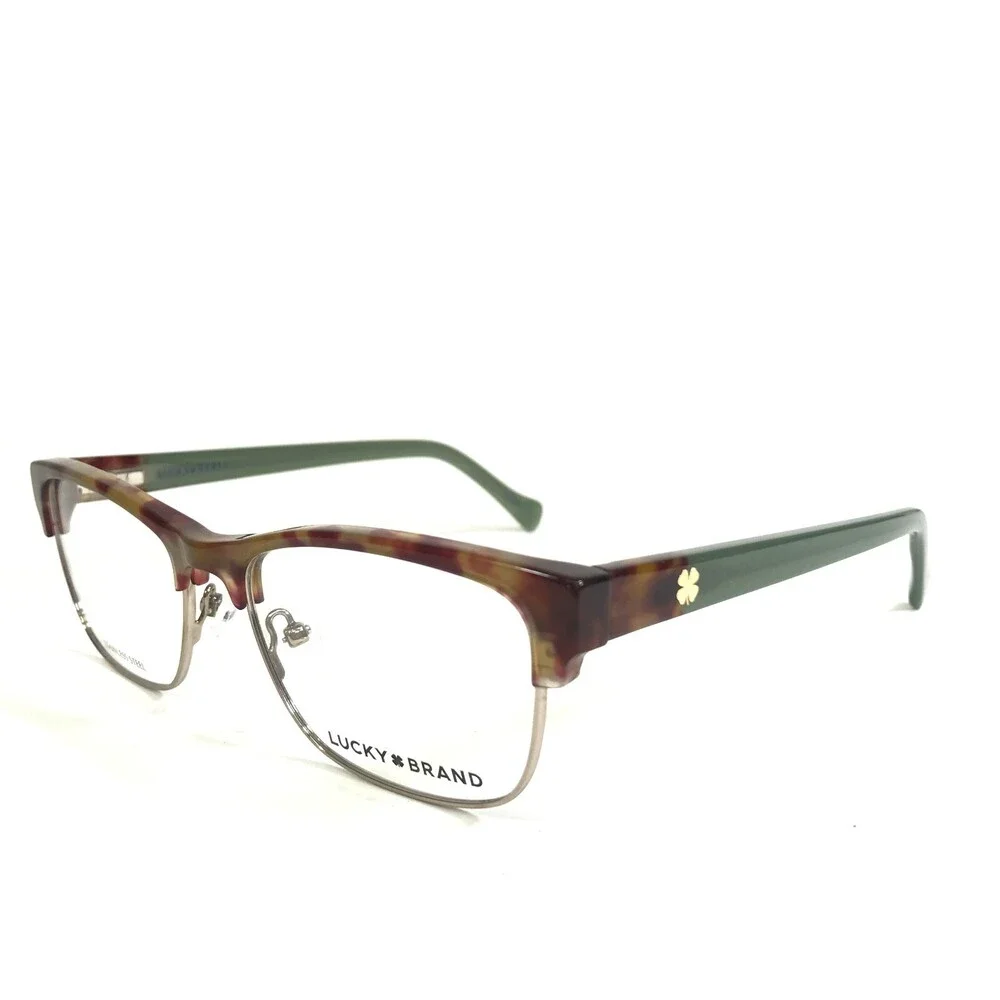 Lucky Brand Eyeglasses Frames D228 TORTOISE/GREEN Gold Square Full Rim 52-16-140